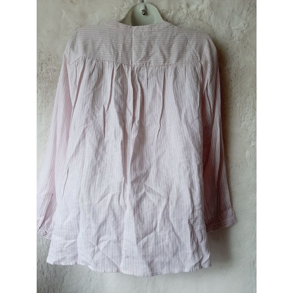 Old Navy NWT linen blend pink striped XS prasant blouse - Picture 4 of 6